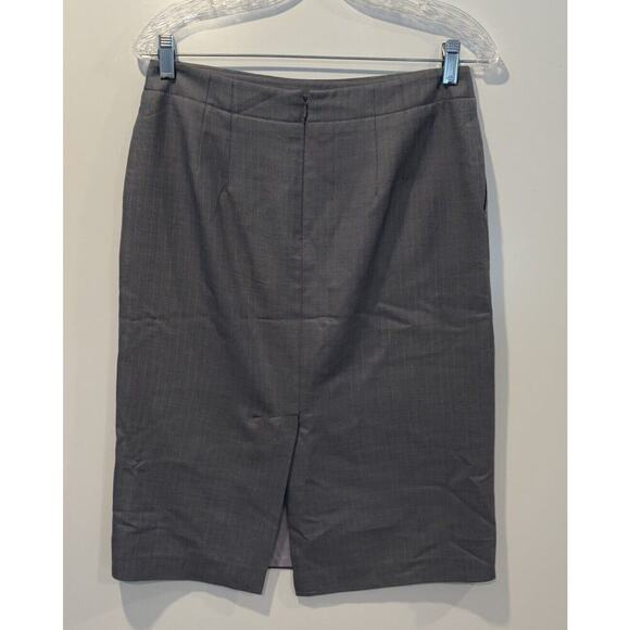 Banana Republic Gray Pinstriped Silk Wool Pencil Skirt Career Womens 4 (1785) - Picture 2 of 5